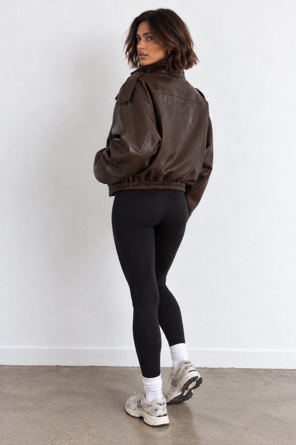 STEVIE - BROWN FAUX LEATHER BIKER JACKET