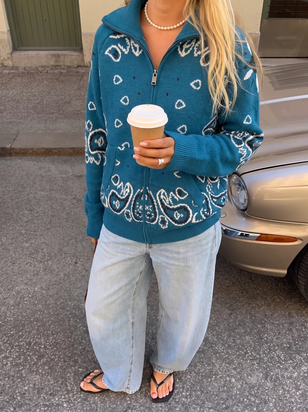 JOEY - PAISLEY ZIP UP CARDIGAN