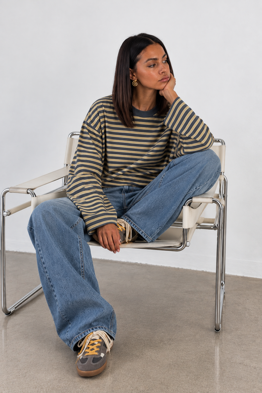 JUNO - YELLOW STRIPED LONG-SLEEVE TEE