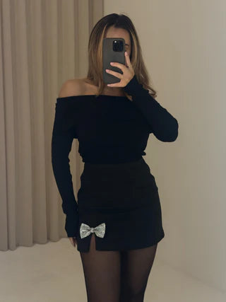 CARRIE - CRYSTAL EMBELLISHED BOW SKIRT