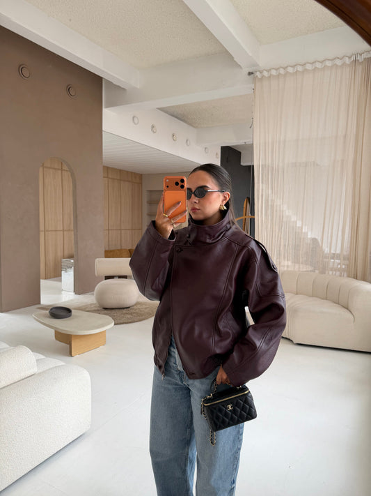 STEVIE - FAUX LEATHER BIKER JACKET