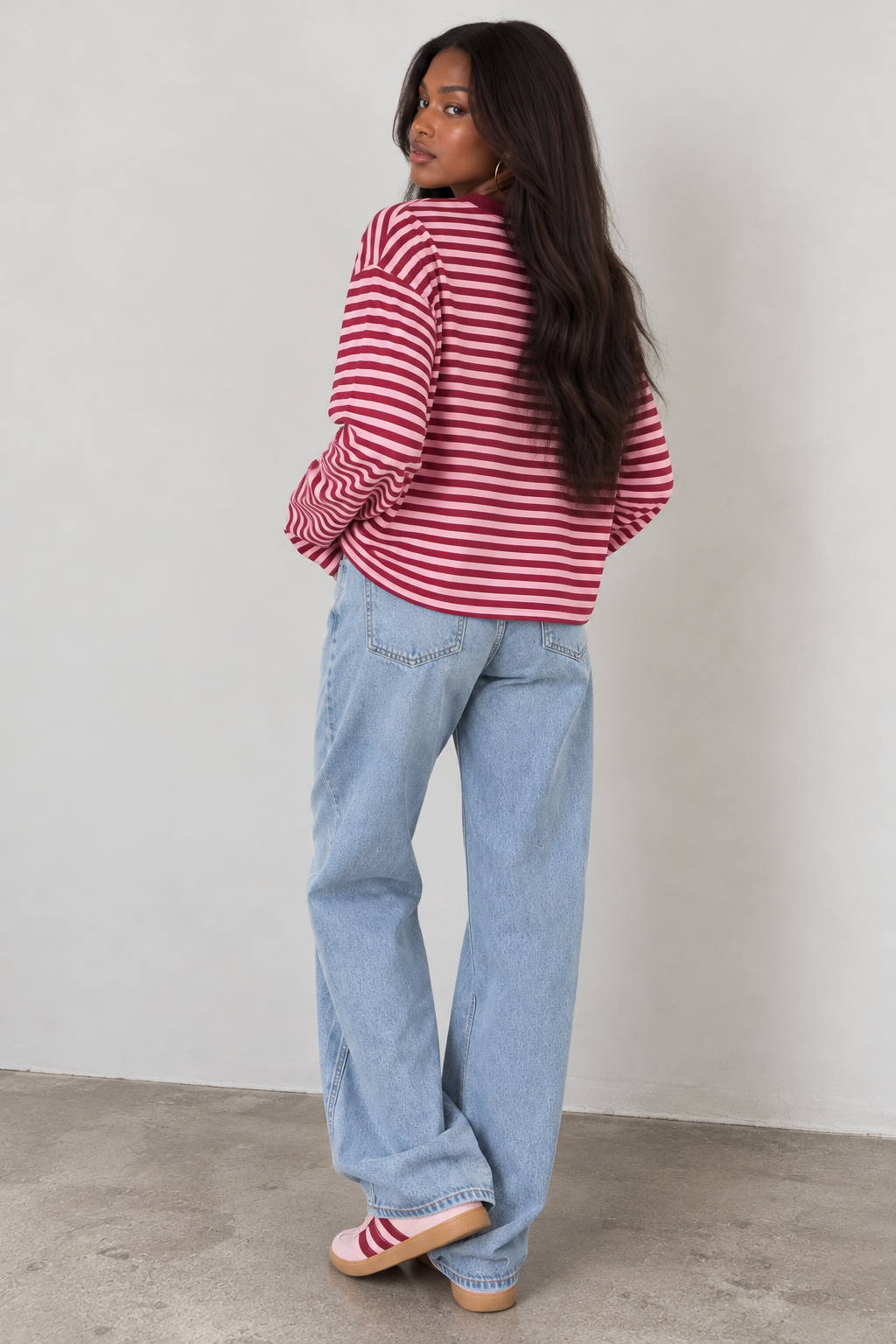 JUNO - PINK STRIPED LONG-SLEEVE TEE