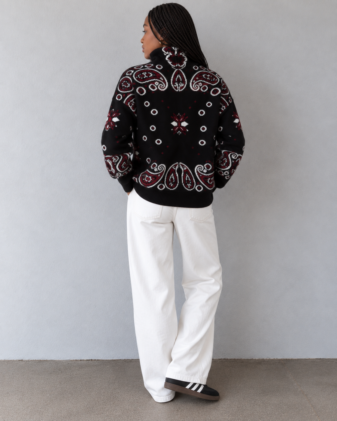 JOEY - BLACK PAISLEY ZIP UP CARDIGAN
