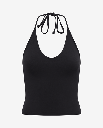 EBONY - TIE NECK TOP