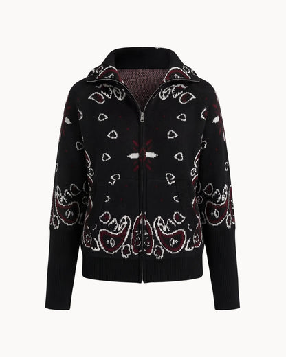 JOEY - PAISLEY ZIP UP CARIDGAN