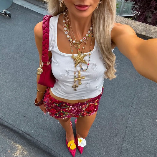 CRYSTAL - DIAMANTÉ EMBELLISHED TOP