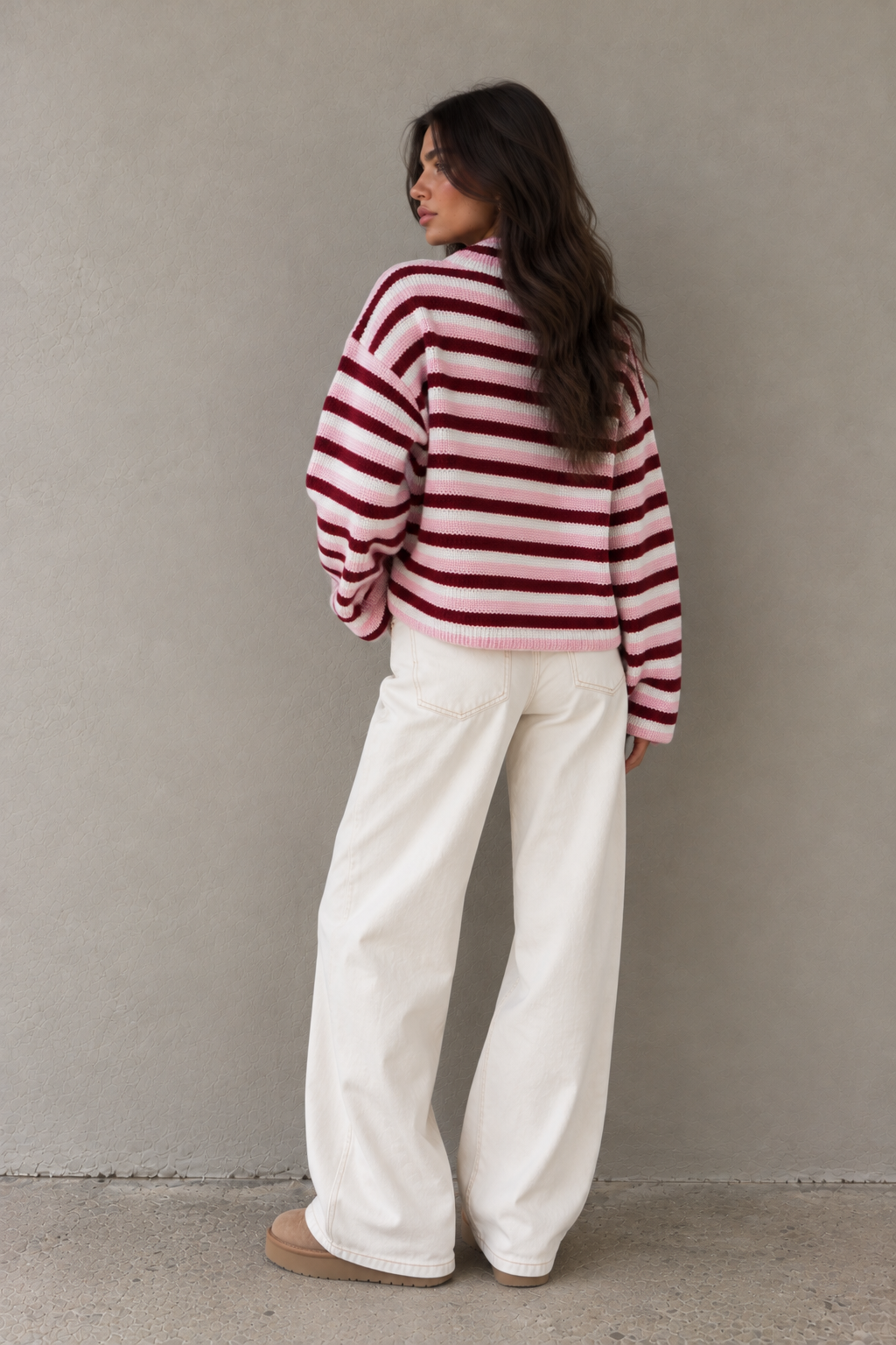 SADIE - MULTI STRIPED ZIPPER CARDIGAN
