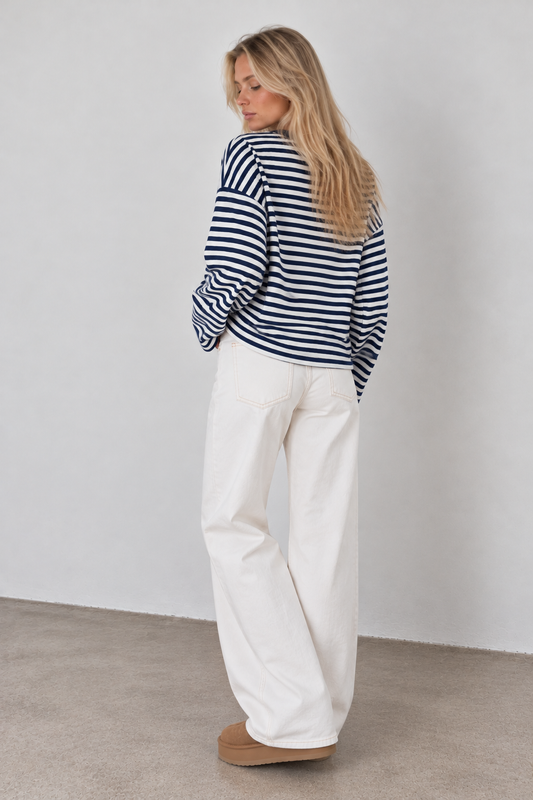 JUNO - NAVY STRIPED LONG-SLEEVE TEE
