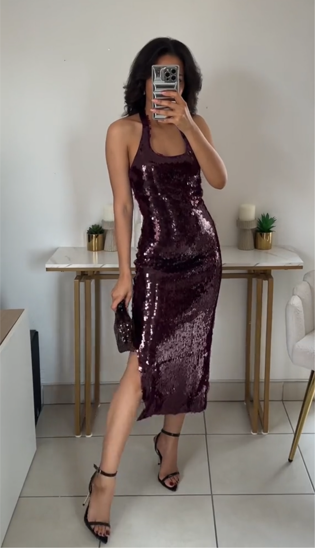 SABRINA - SEQUIN HALTERNECK MIDI DRESS