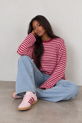 JUNO - PINK STRIPED LONG-SLEEVE TEE