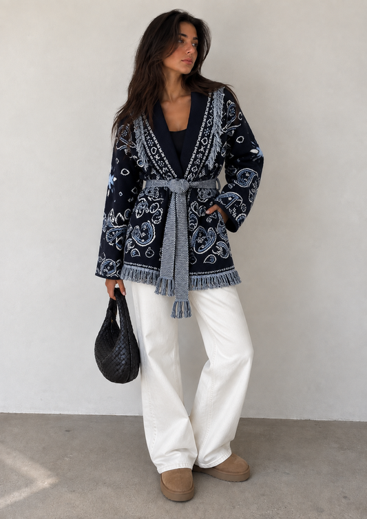 INGRID - TASSELED PAISLEY CARDIGAN