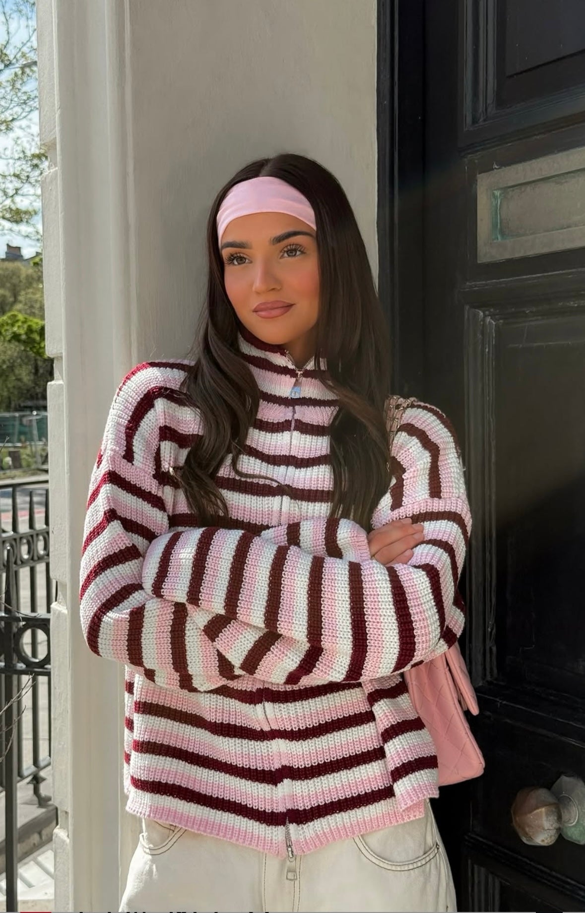 SADIE - STRIPED ZIPPER CARDIGAN