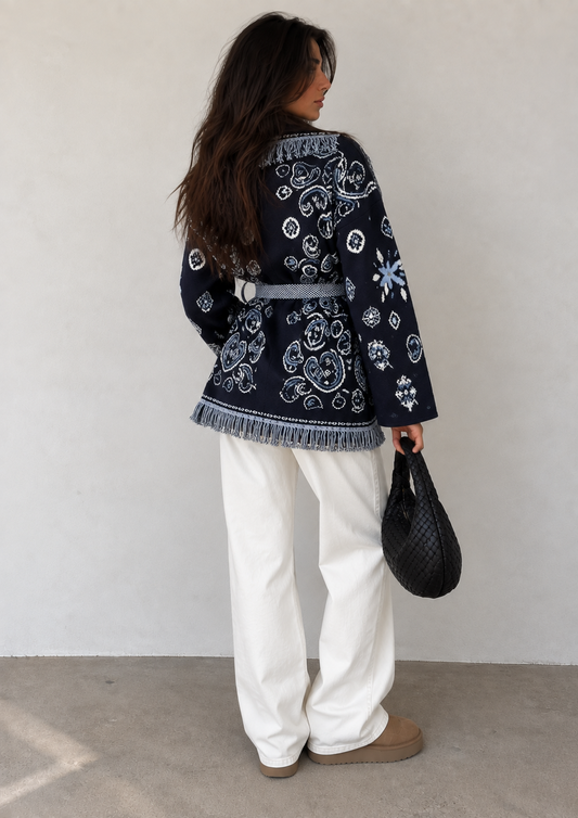 INGRID - TASSELED PAISLEY CARDIGAN