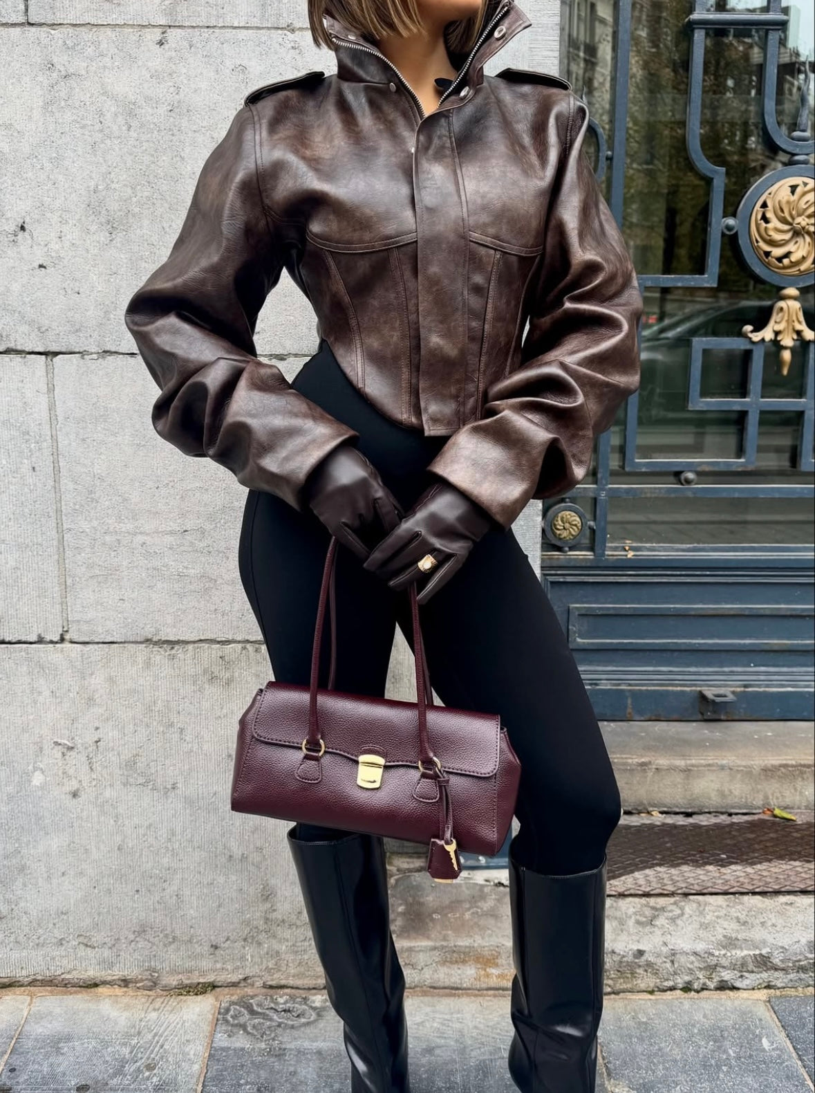 RAE - STRUCTURED FAUX LEATHER JACKET