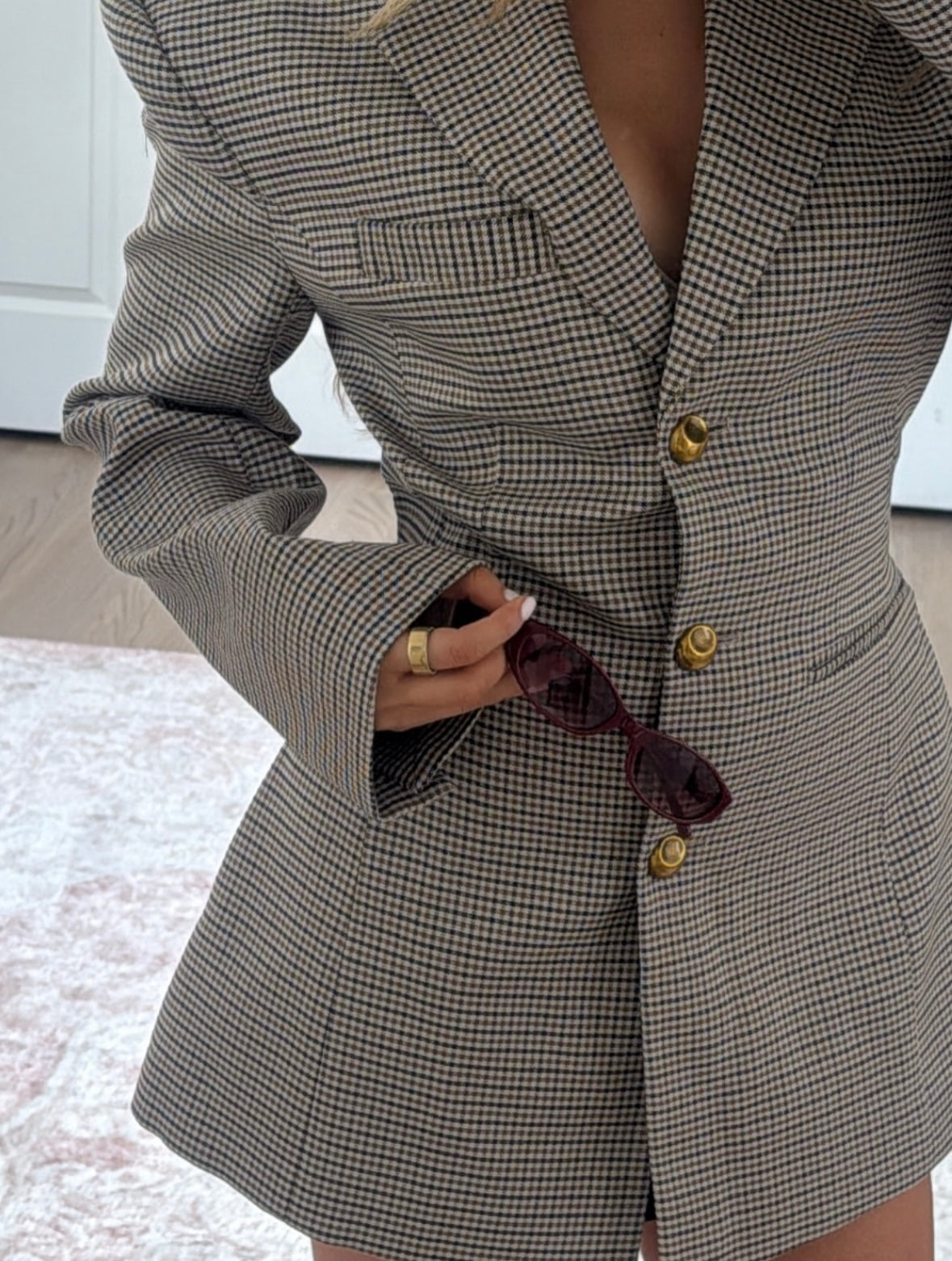 DELPHINE - CHECKED STRUCTURED BLAZER