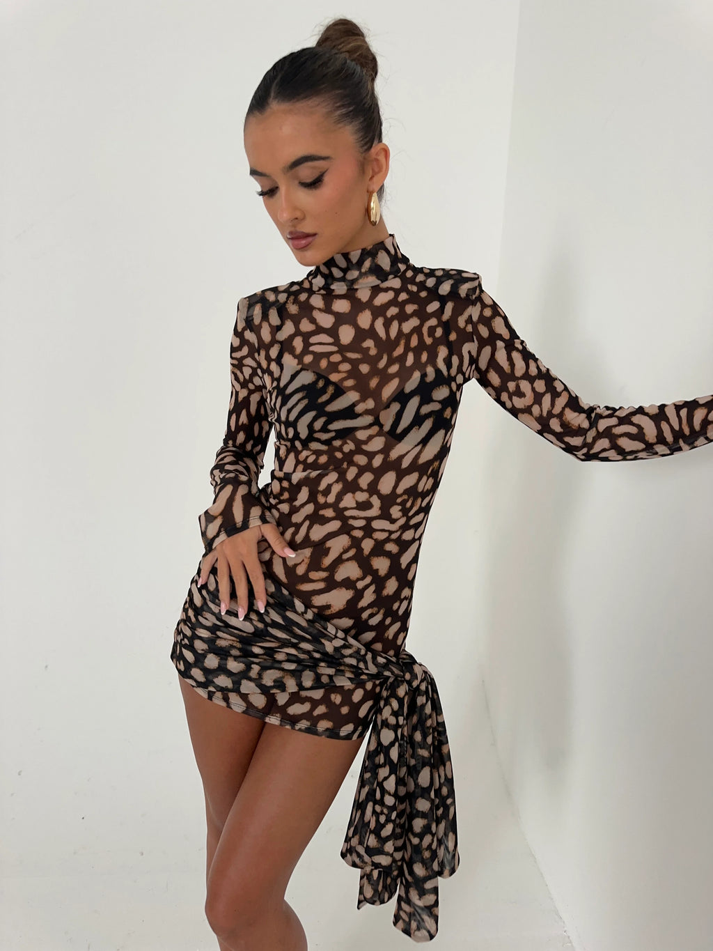 ARABELLA - SHEER ABSTRACT PRINT DRESS