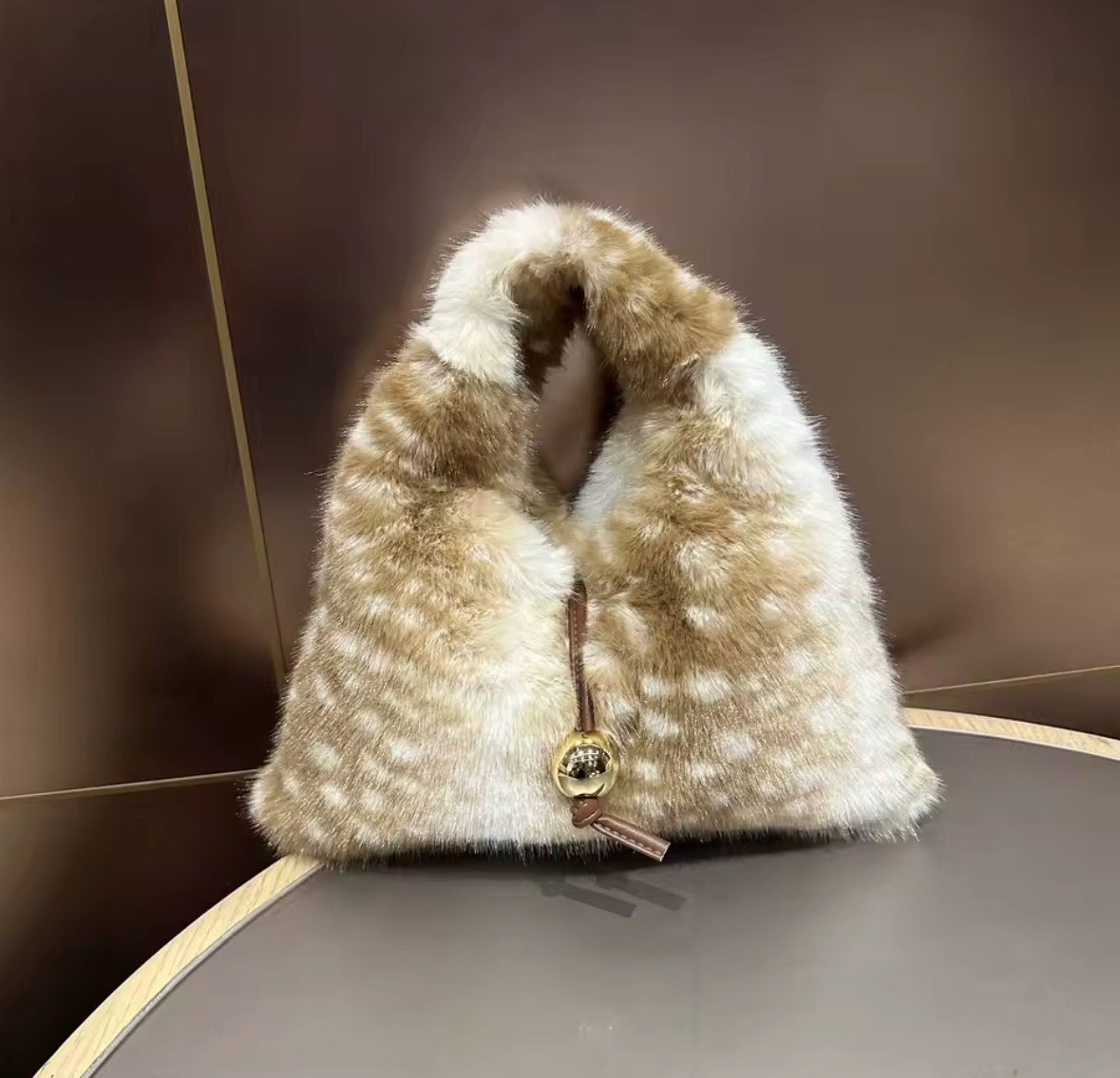 VIENNA - FAWN PRINT FAUX FUR BAG