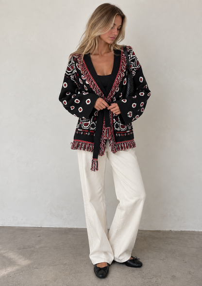 INGRID - TASSELED PAISLEY CARDIGAN