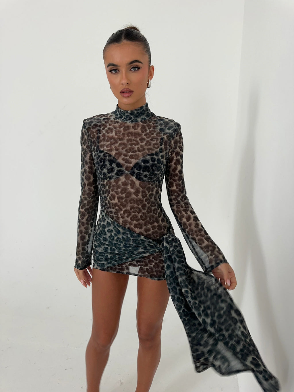 ARABELLA - SHEER CHEETAH PRINT DRESS