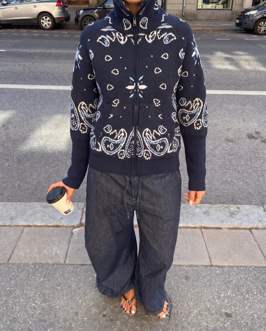 JOEY - PAISLEY ZIP UP CARIDGAN
