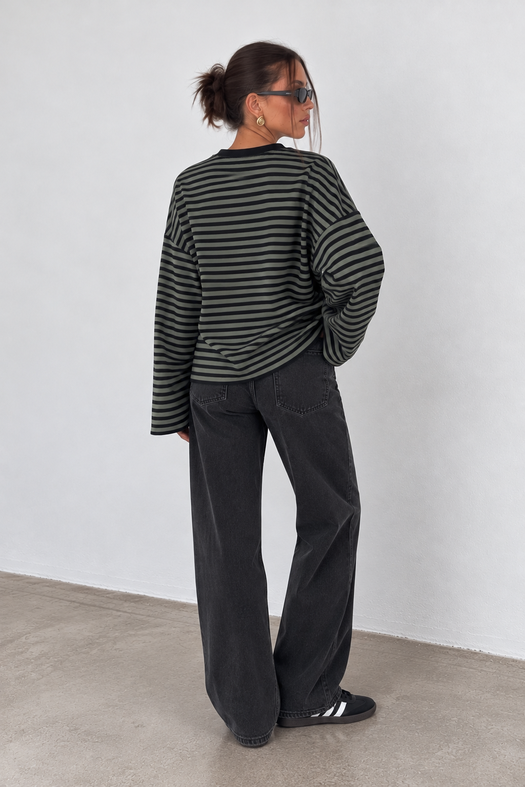 JUNO - KHAKI STRIPED LONG-SLEEVE TEE