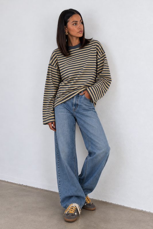 JUNO - YELLOW STRIPED LONG-SLEEVE TEE