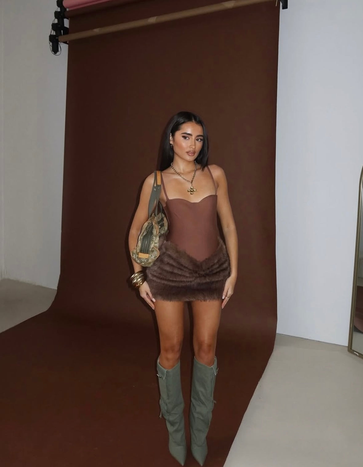 BRIELLE - FUR MINI SKIRT