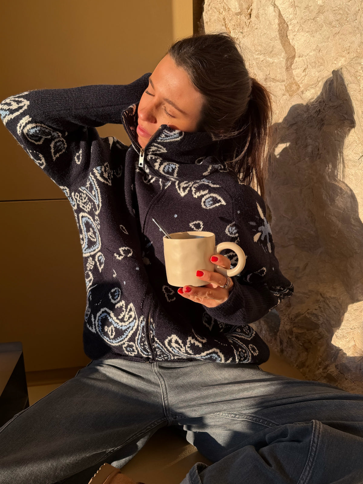 JOEY - PAISLEY ZIP UP CARIDGAN