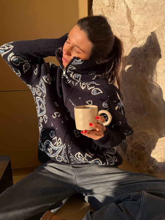 JOEY - PAISLEY ZIP UP CARIDGAN