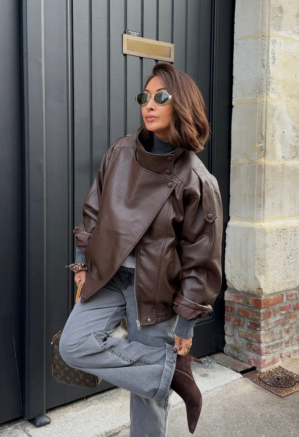 STEVIE - FAUX LEATHER BIKER JACKET