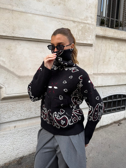 JOEY - PAISLEY ZIP UP CARIDGAN
