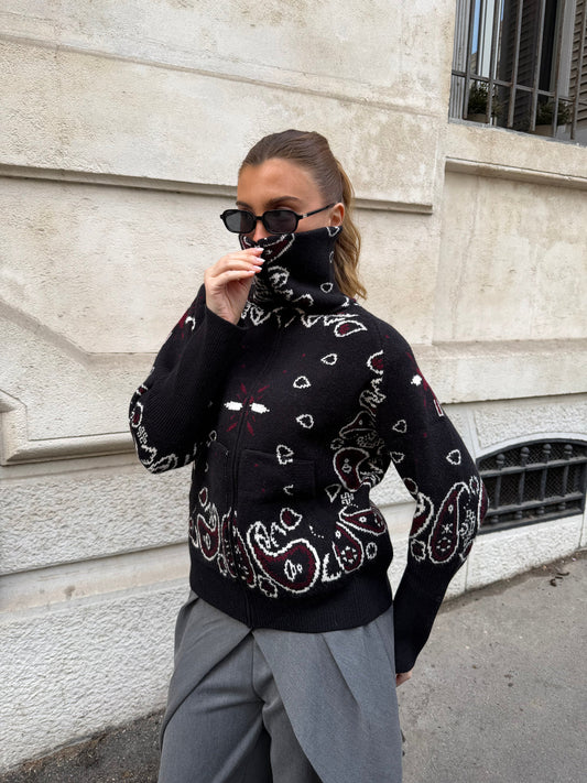 JOEY - PAISLEY ZIP UP CARIDGAN