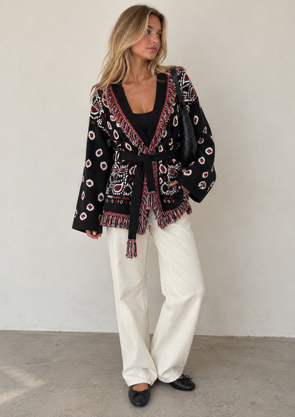 INGRID - TASSELED PAISLEY CARDIGAN