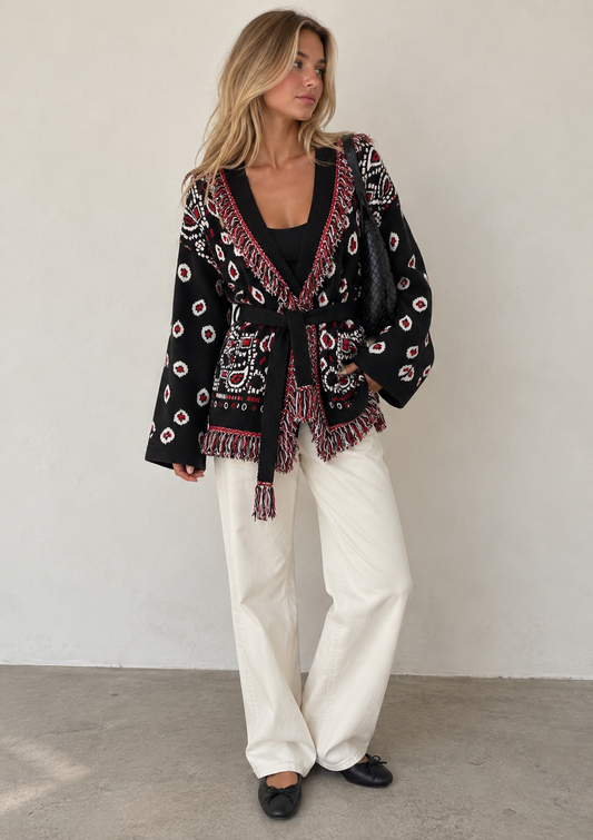 INGRID - TASSELED PAISLEY CARDIGAN