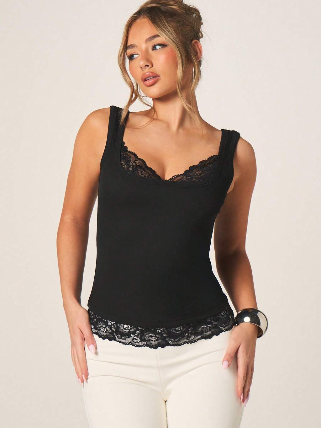 LEAH - LACE TRIMMED TANK TOP