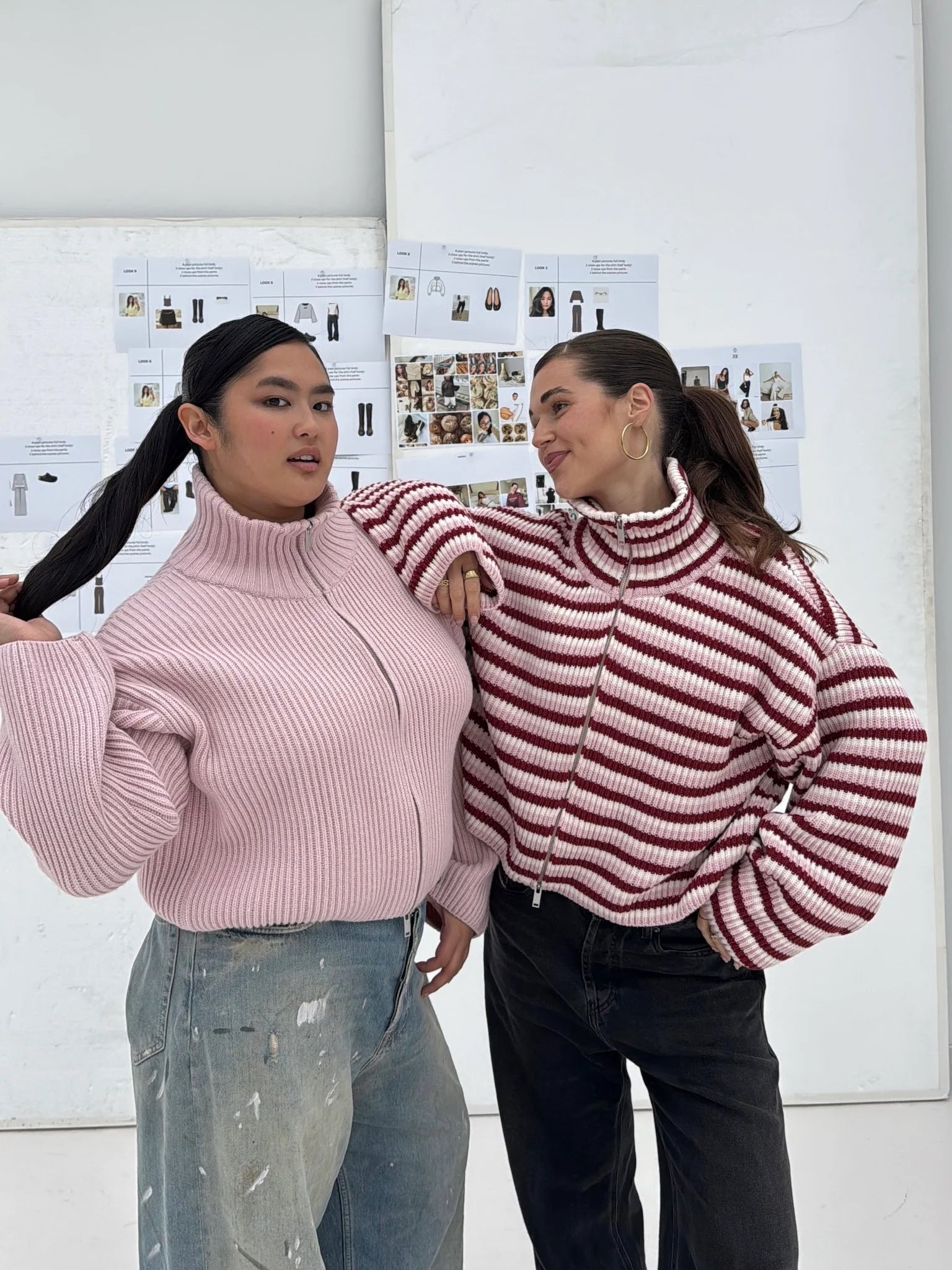 SADIE - STRIPED ZIPPER CARDIGAN