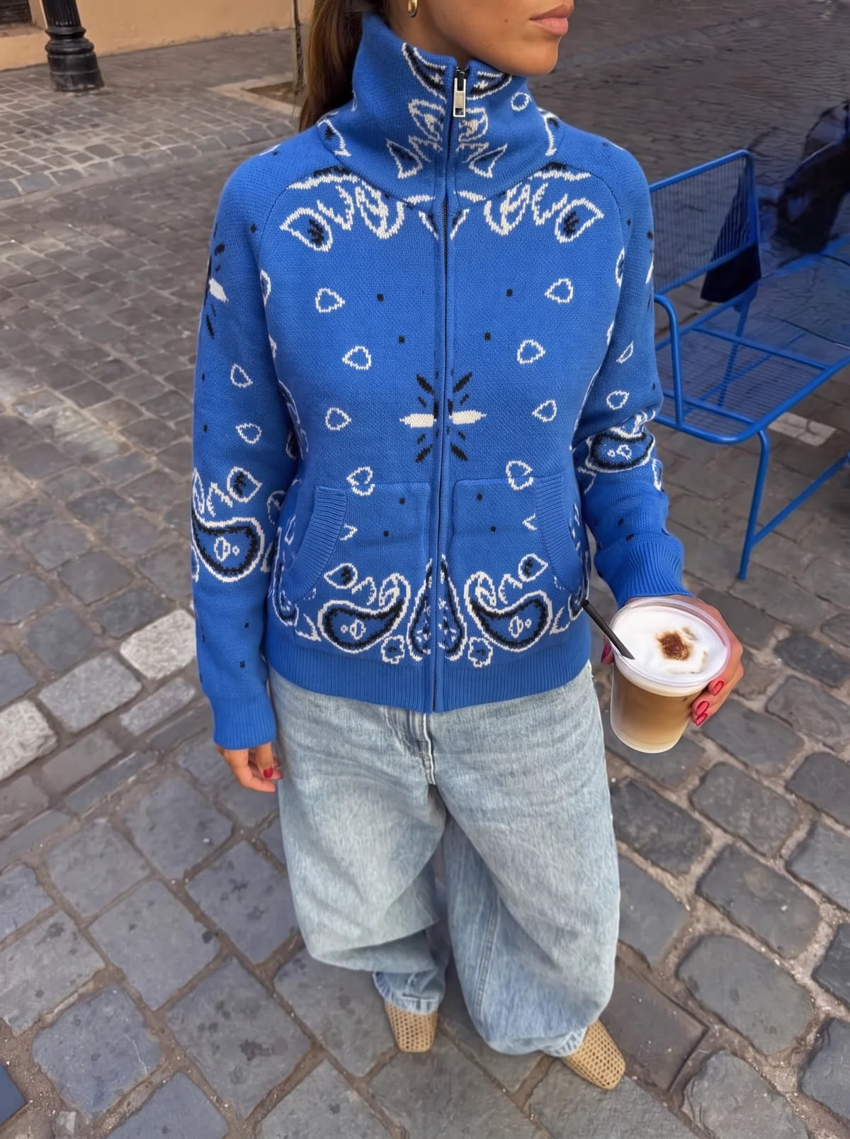 JOEY - PAISLEY ZIP UP CARDIGAN