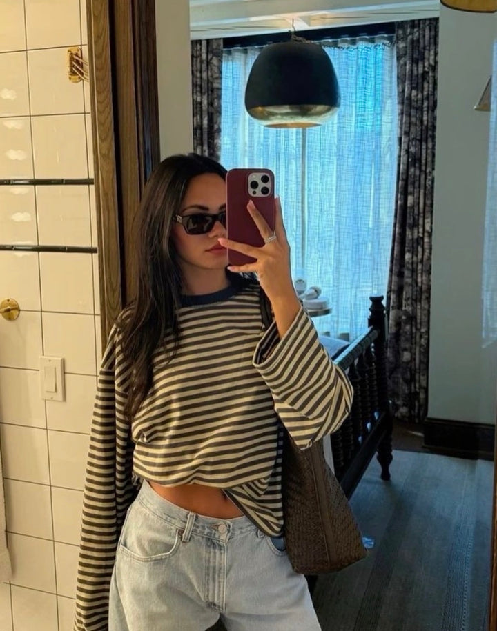 JUNO - BLACK STRIPED LONG-SLEEVE TEE