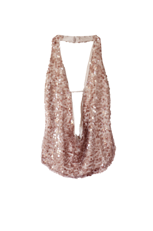 FRANKIE - SEQUIN COWL NECK TOP