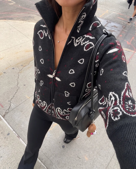 JOEY - PAISLEY ZIP UP CARIDGAN