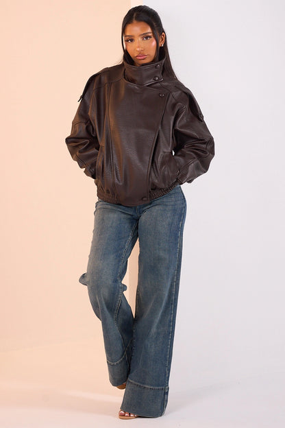 STEVIE - FAUX LEATHER BIKER JACKET