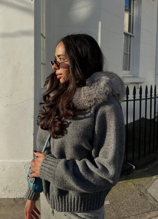 MEGAN - FUR TRIMMED CARDIGAN