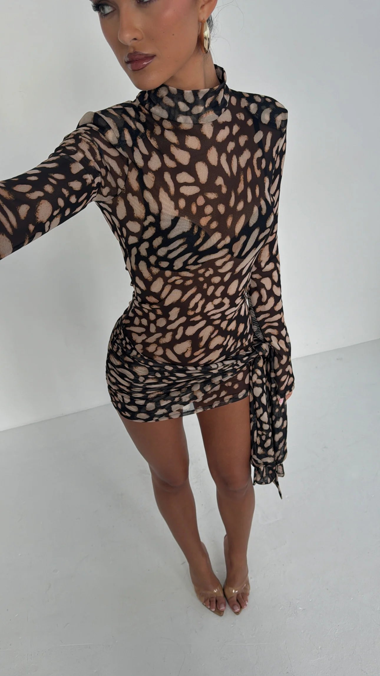 ARABELLA - SHEER ABSTRACT PRINT DRESS