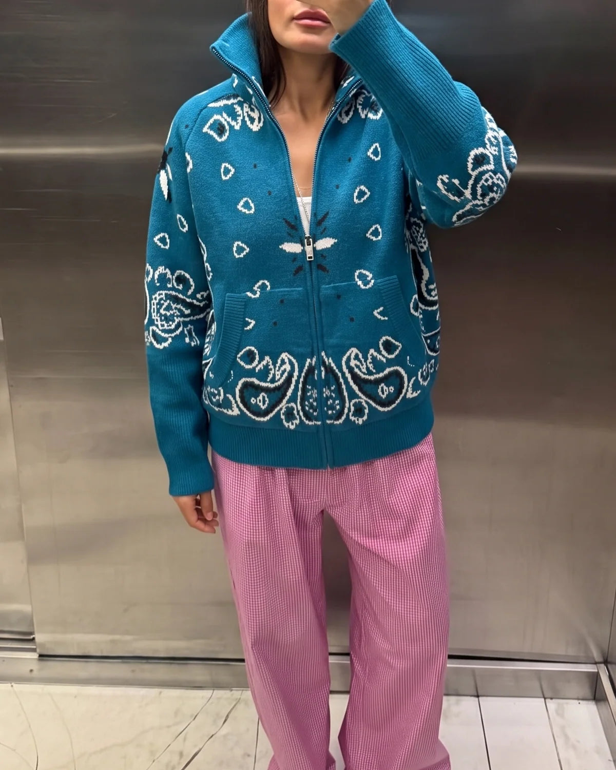 JOEY - PAISLEY ZIP UP CARDIGAN