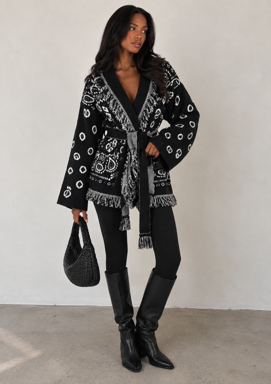 INGRID - TASSELED PAISLEY CARDIGAN