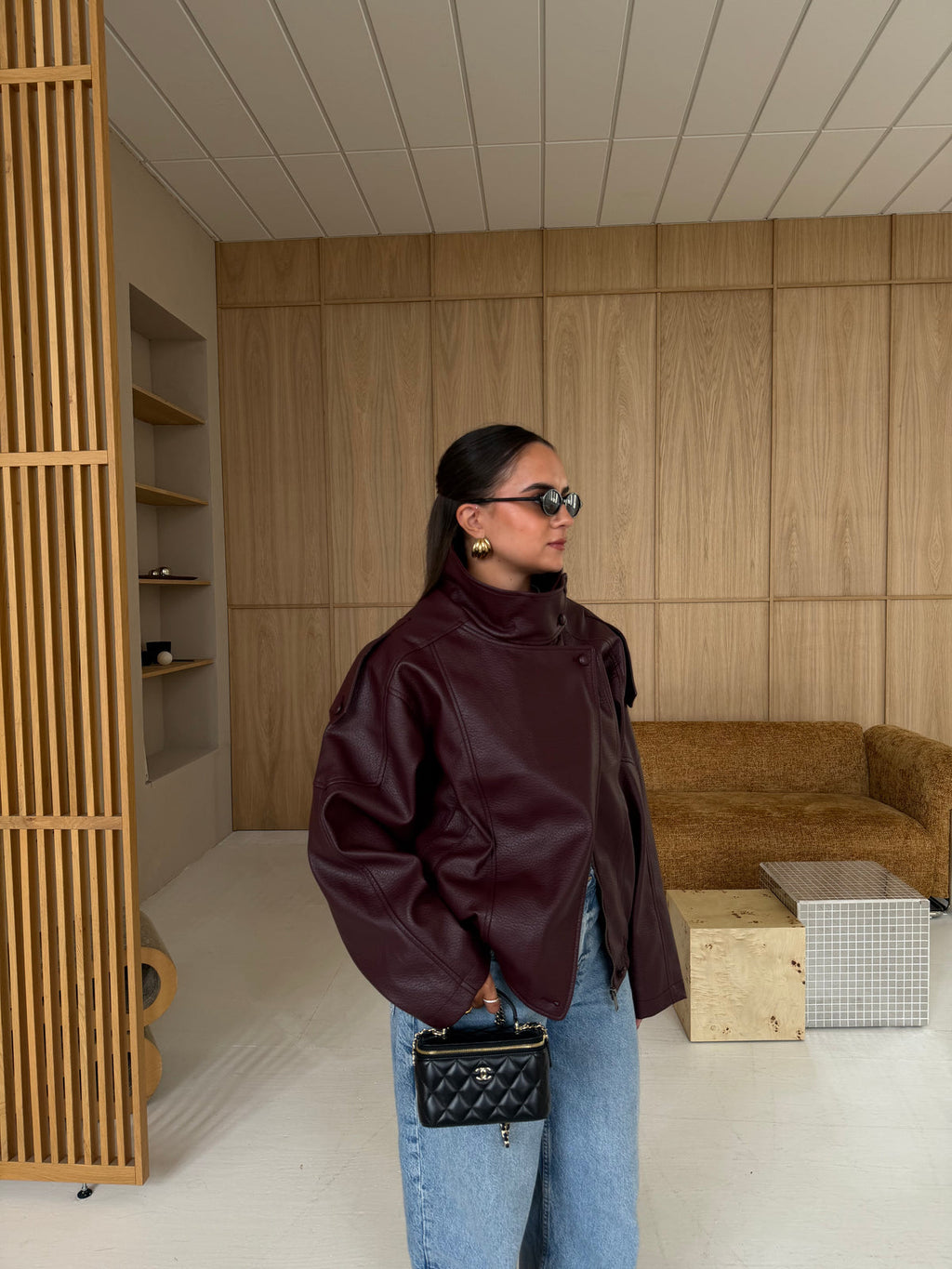 STEVIE - FAUX LEATHER BIKER JACKET