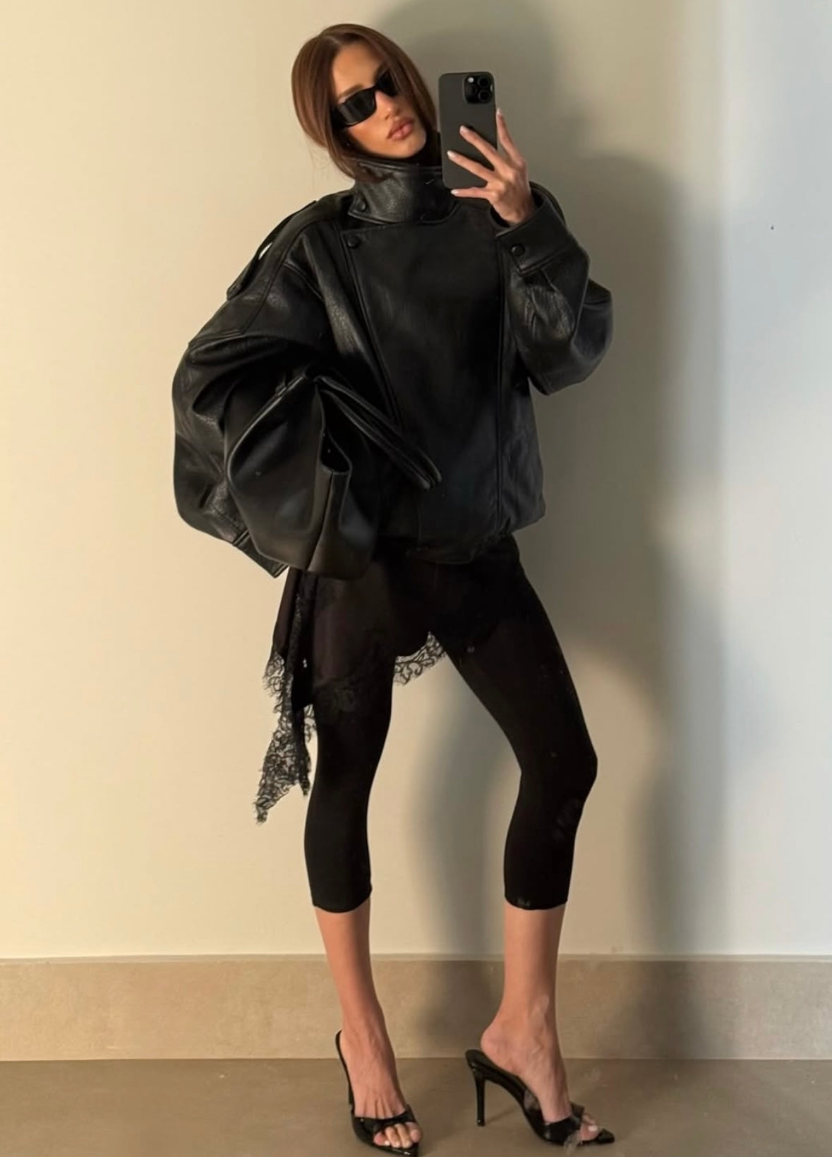 STEVIE - FAUX LEATHER BIKER JACKET