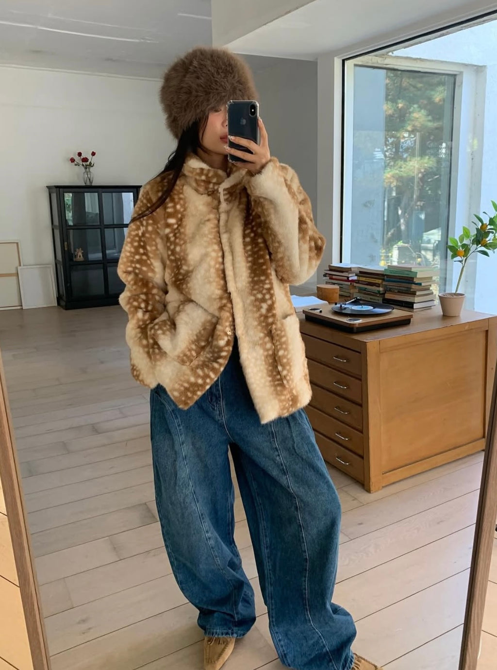 BAMBI - FAWN PRINT FAUX FUR COAT