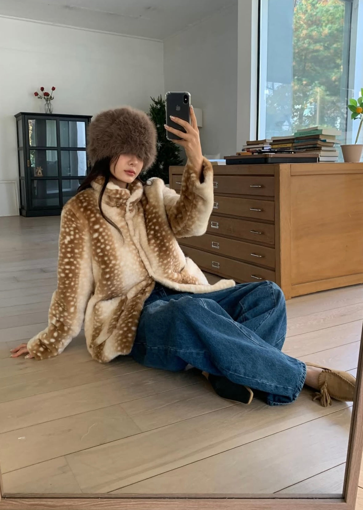 BAMBI - FAWN PRINT FAUX FUR COAT