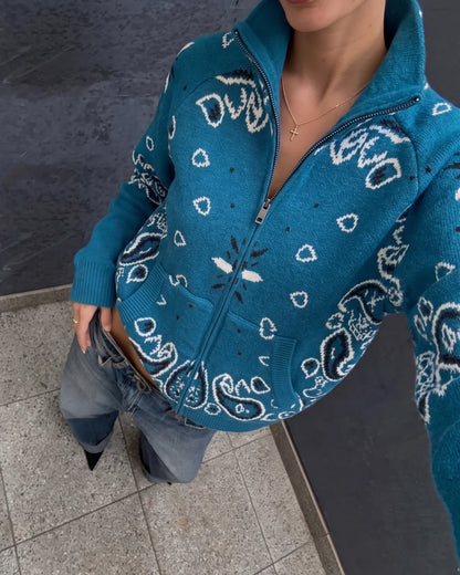 JOEY - PAISLEY ZIP UP CARDIGAN